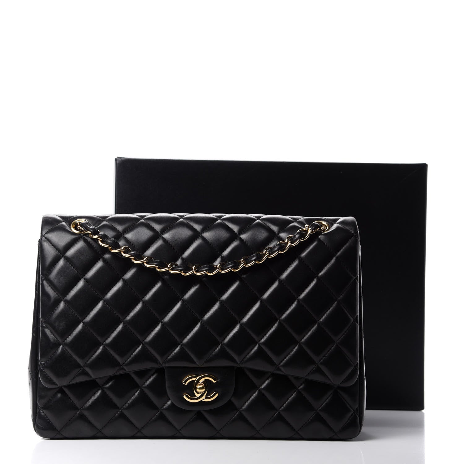 Chanel Lambskin Quilted Maxi Single Flap Black 14 of 14