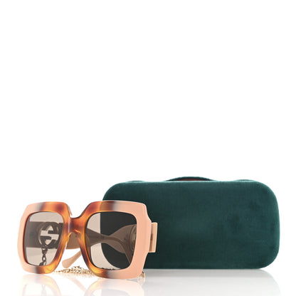 Gucci Acetate Square Frame Chain Sunglasses GG1022S Brown 9 of 9