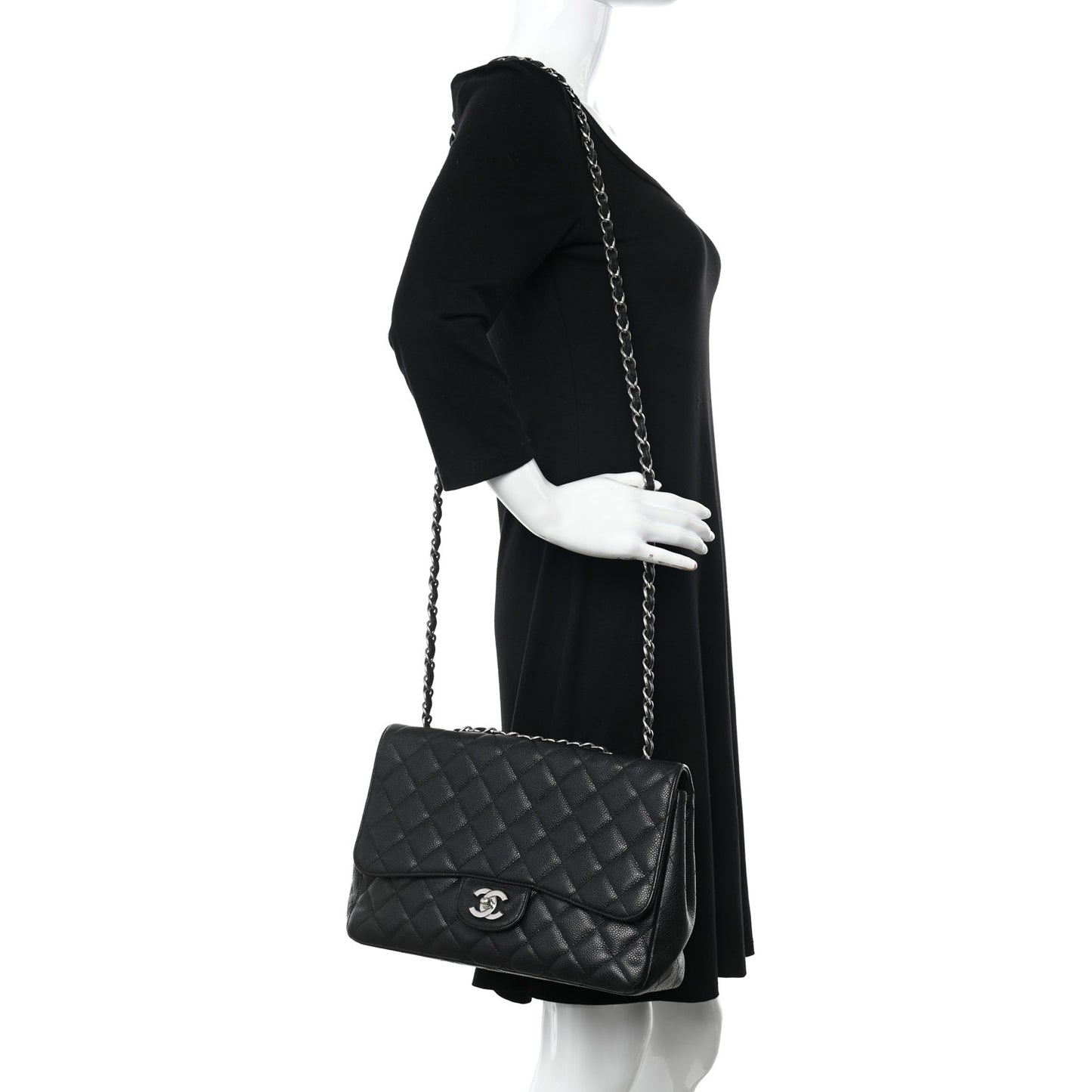 Caviar Quilted Jumbo Single Flap Black