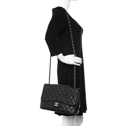 Chanel Caviar Quilted Jumbo Single Flap Black 2 of 14