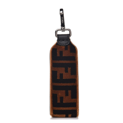 Fendi Velvet Tapestry FF Key Ring Tobacco 1 of 4