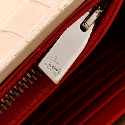 Christian Louboutin Calfskin Crocodile Embossed Spikes Loubinthesky Paloma Clutch Nougat 6 of 11