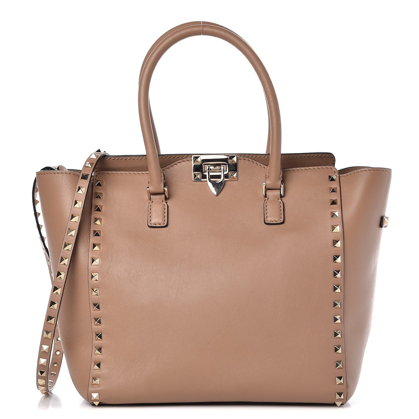 Vitello Rockstud Double Handle Tote Alpaca