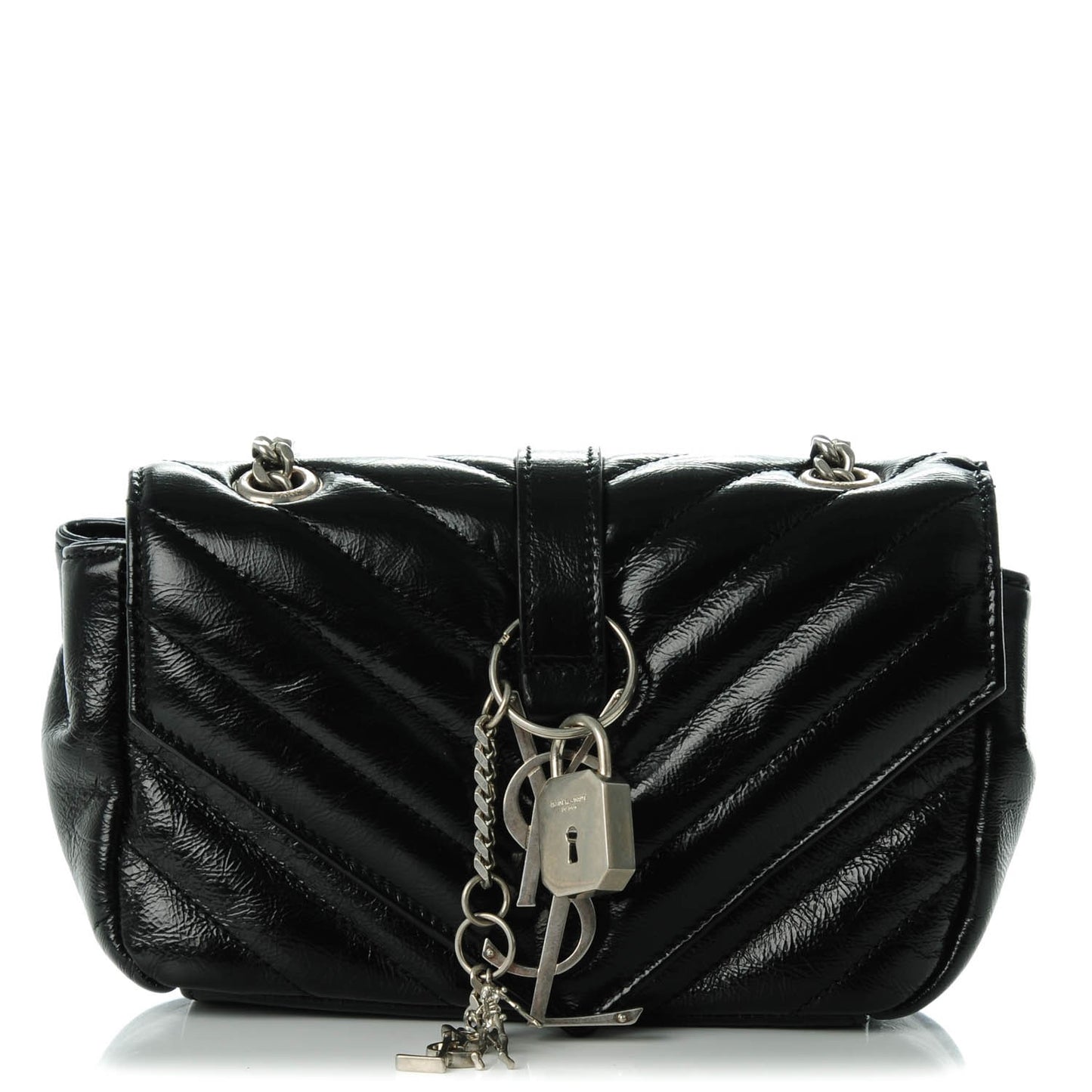 Sheepskin Matelassé Monogram Classic Baby Punk Chain Bag Black