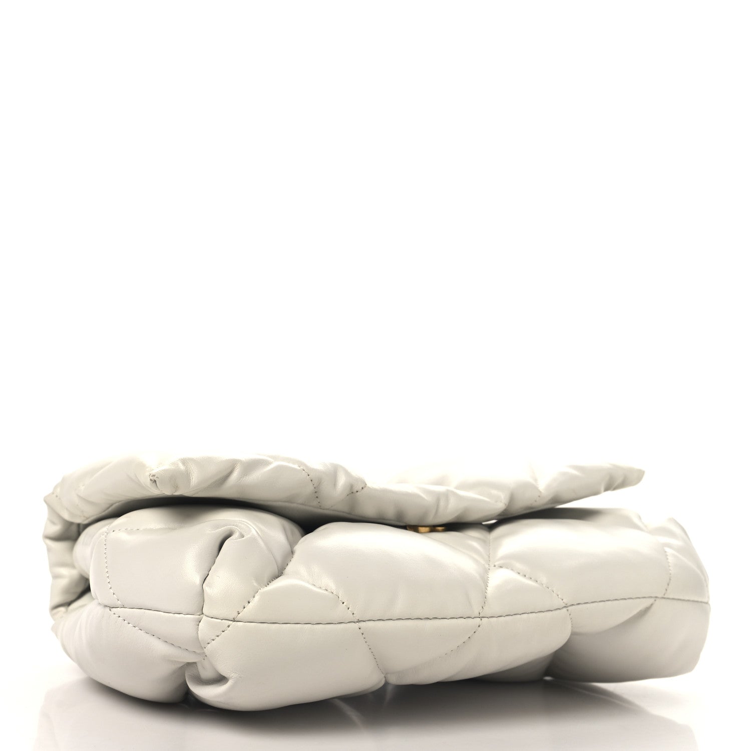 Balenciaga Nappa Calfskin Quilted Touch B Puffy Clutch White 4 of 8