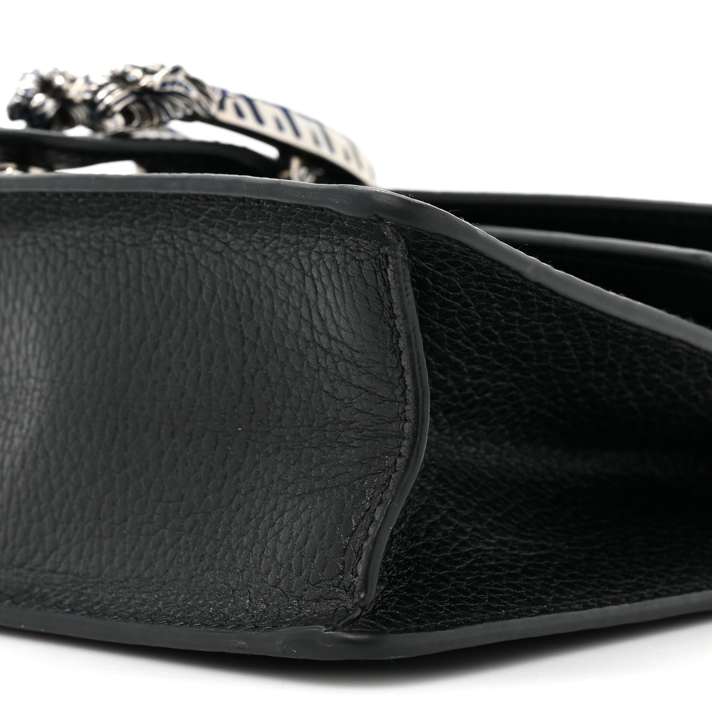 Dollar Calfskin Enamel Small Dionysus Shoulder Bag Black Electric Blue