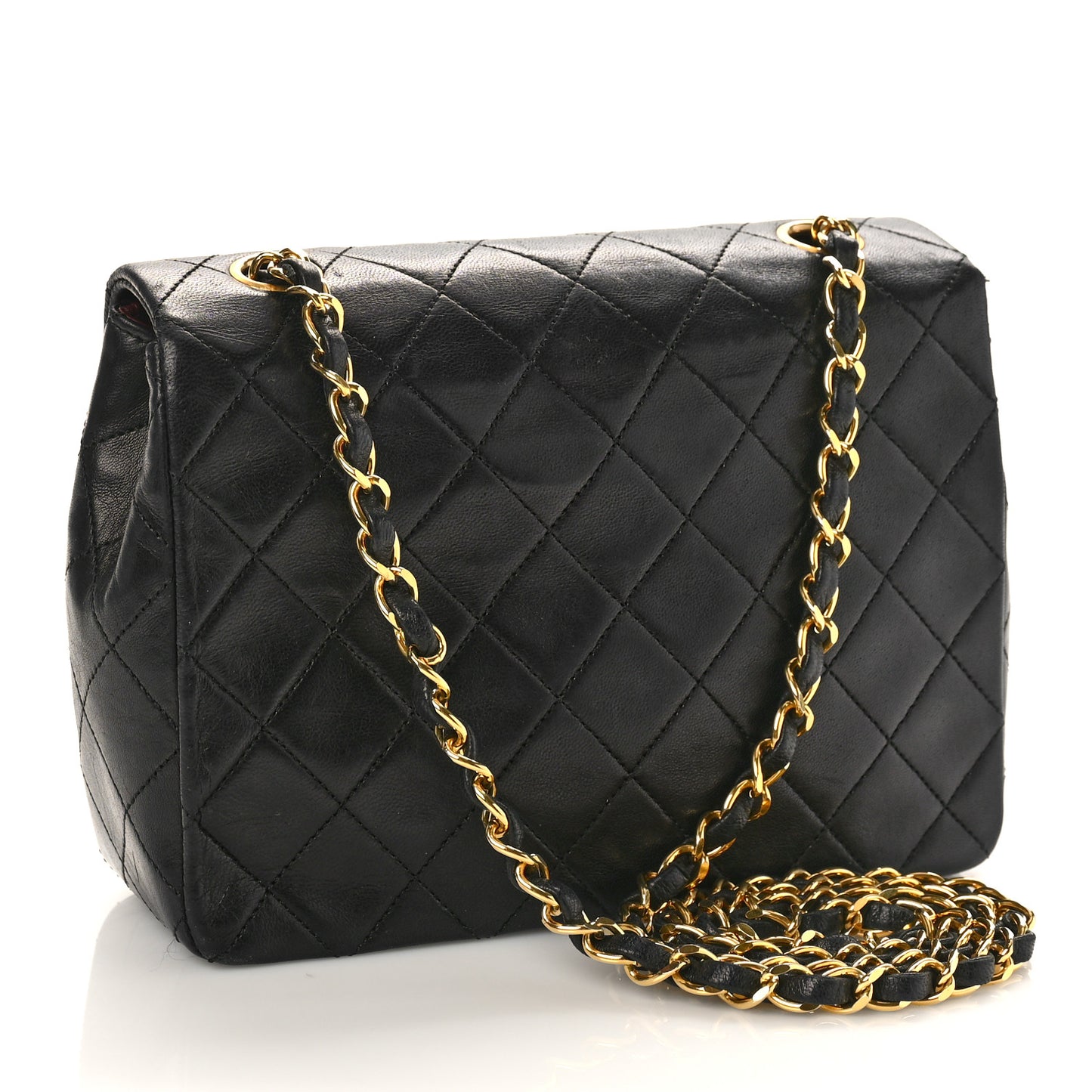 Lambskin Quilted Small Single Flap Bag Black