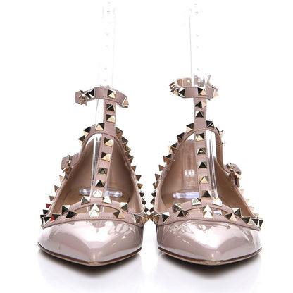 Valentino Garavani Patent Rockstud Cage Ballerina Flats 39 Poudre 2 of 14