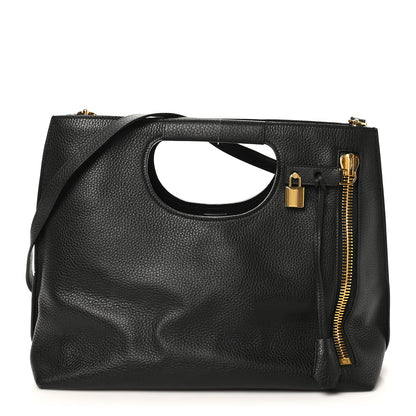Tom Ford Pebbled Calfskin Alix Padlock Foldover Bag Black 1 of 10