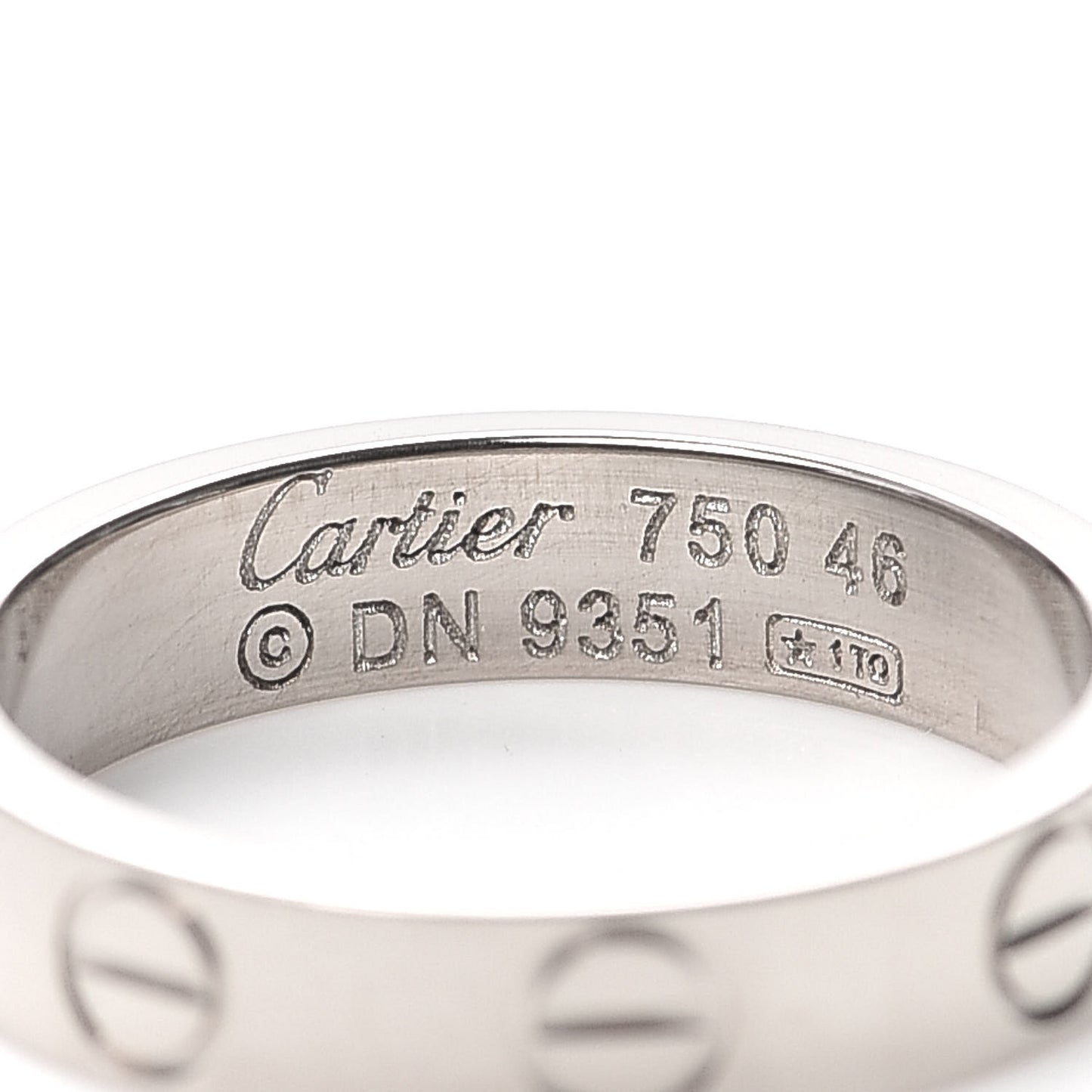 18K White Gold 3.5mm LOVE Wedding Band Ring 46 3.75