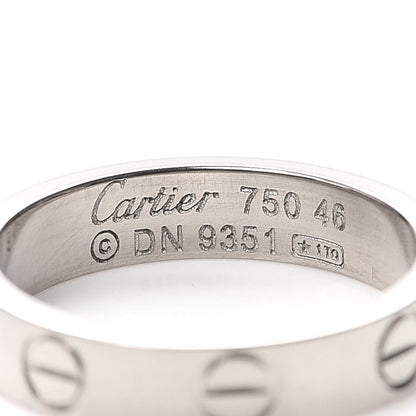 Cartier 18K White Gold 3.5mm LOVE Wedding Band Ring 46 3.75 4 of 4