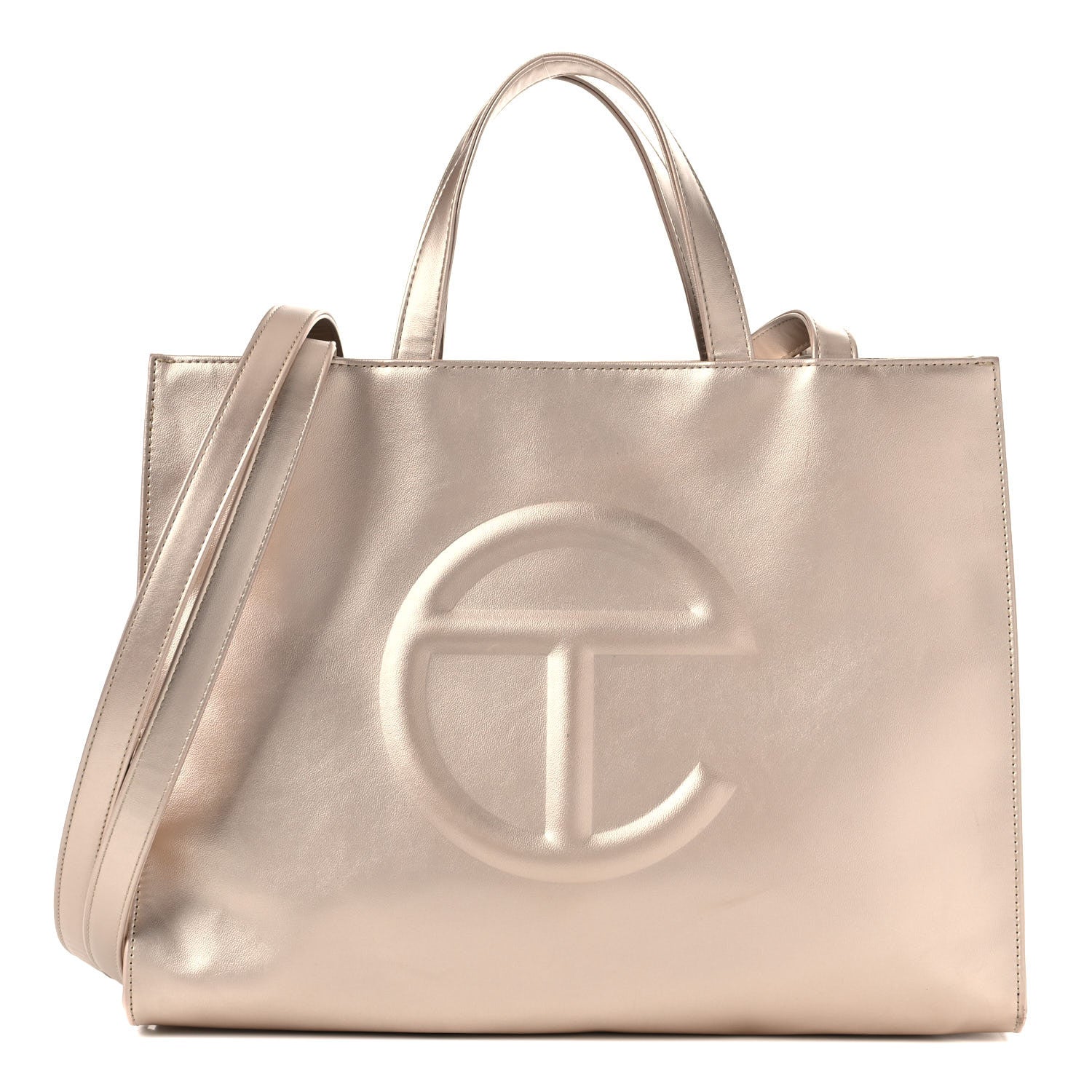 Telfar Metallic Vegan Leather Medium Shopping Bag Gold 1 of 12