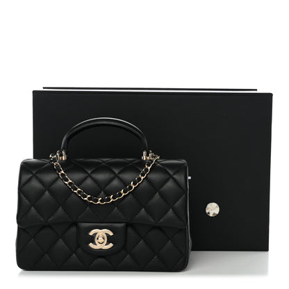 Chanel Lambskin Quilted Mini Top Handle Rectangular Flap Black 11 of 11