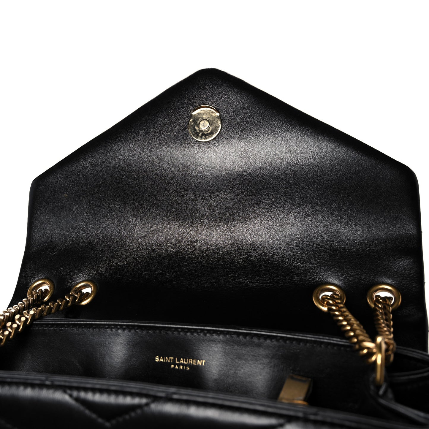 Calfskin Y Quilted Monogram Small Loulou Chain Satchel Black