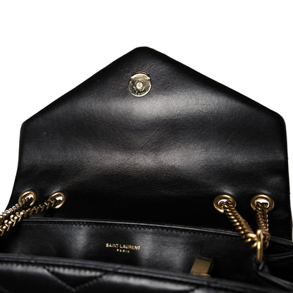 Saint Laurent Calfskin Y Quilted Monogram Small Loulou Chain Satchel Black 11 of 15