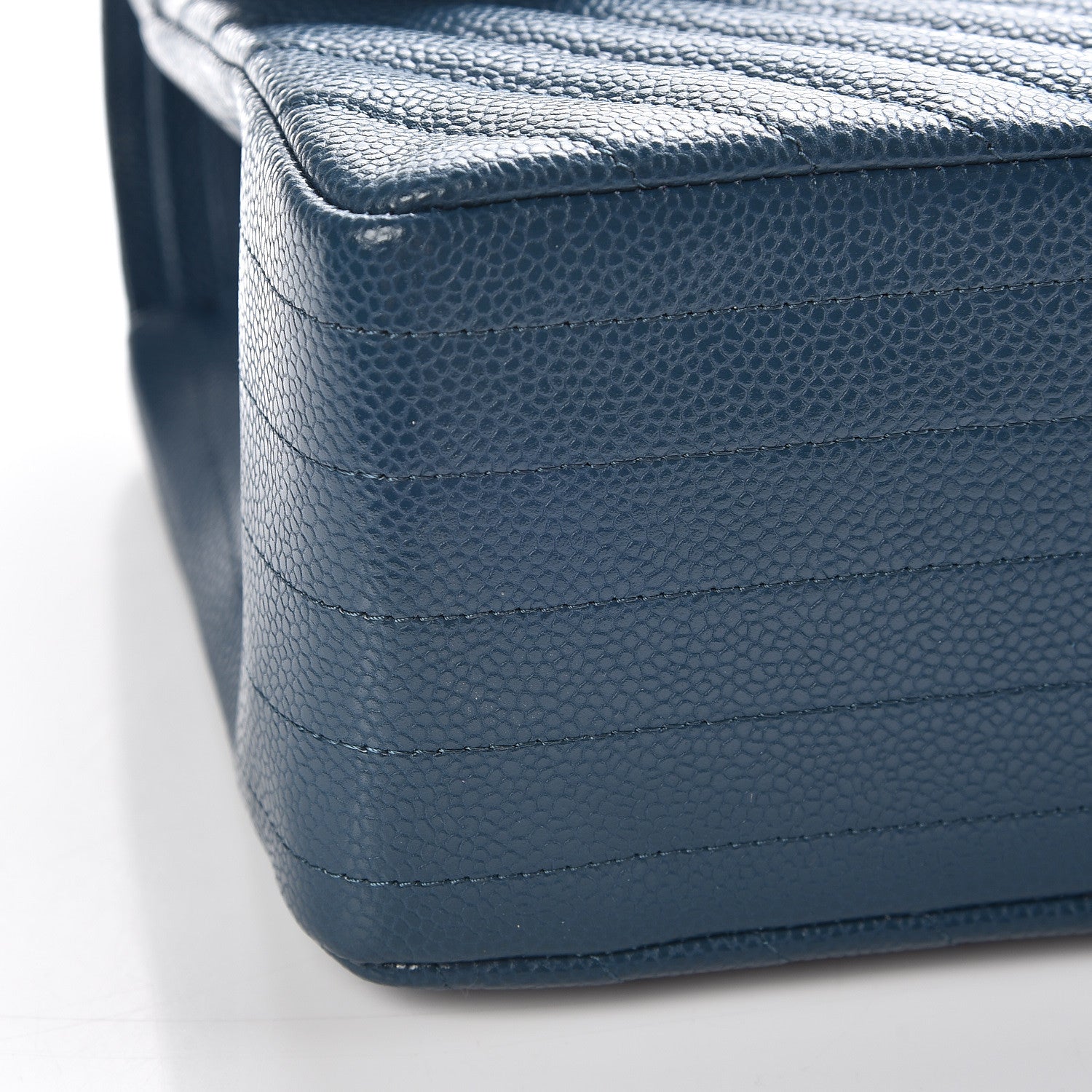 Chanel Caviar Chevron Quilted Jumbo Double Flap Blue 5 of 10