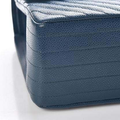 Chanel Caviar Chevron Quilted Jumbo Double Flap Blue 5 of 10