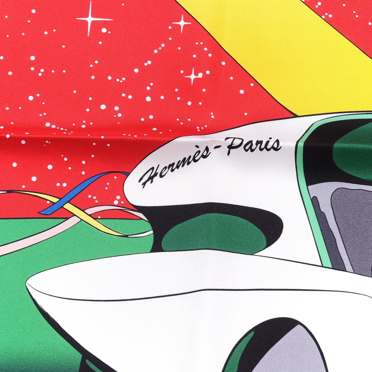 Hermes Silk Space Derby Scarf 90 Rouge Vert Multicolor 3 of 9