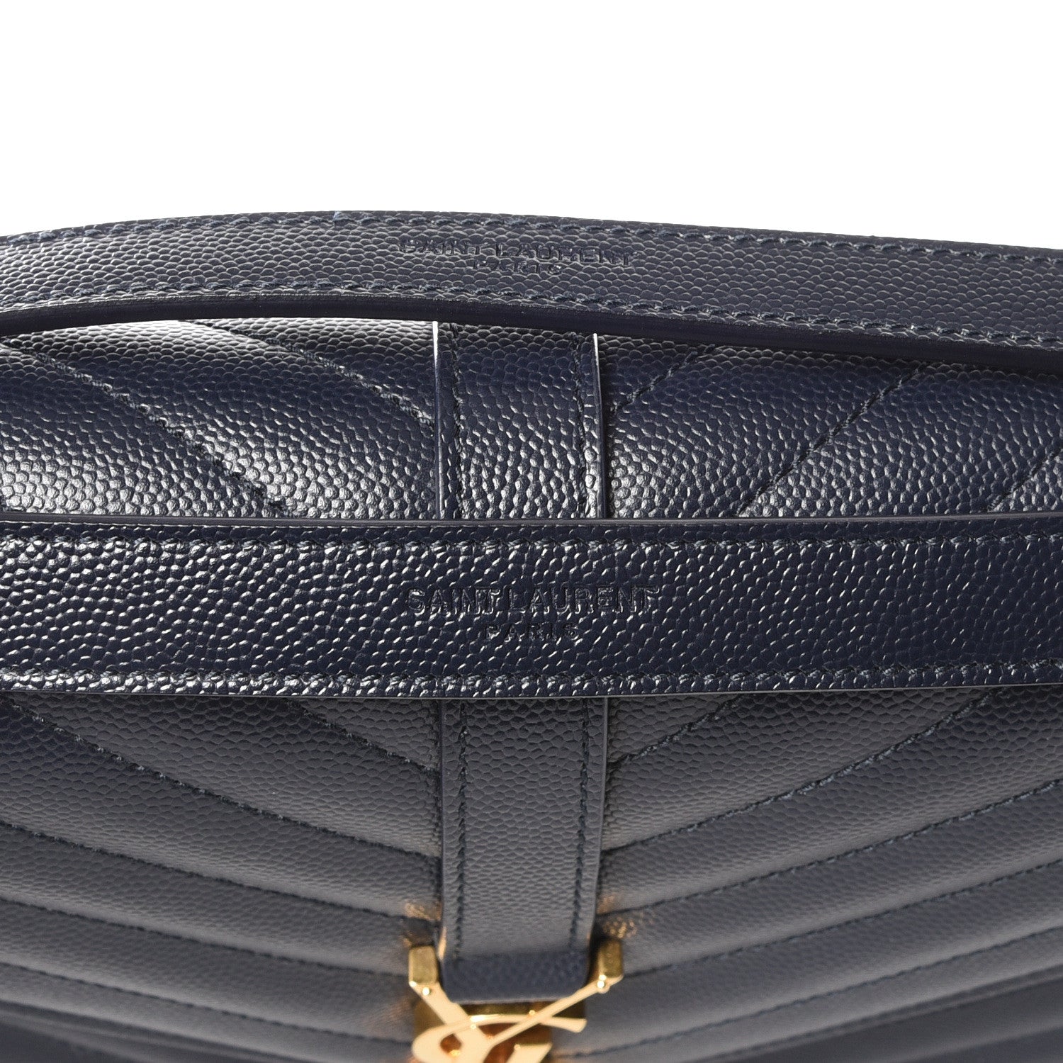 Saint Laurent Grain De Poudre Matelasse Chevron Medium Monogram Satchel Midnight Blue 8 of 10