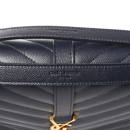 Saint Laurent Grain De Poudre Matelasse Chevron Medium Monogram Satchel Midnight Blue 8 of 10