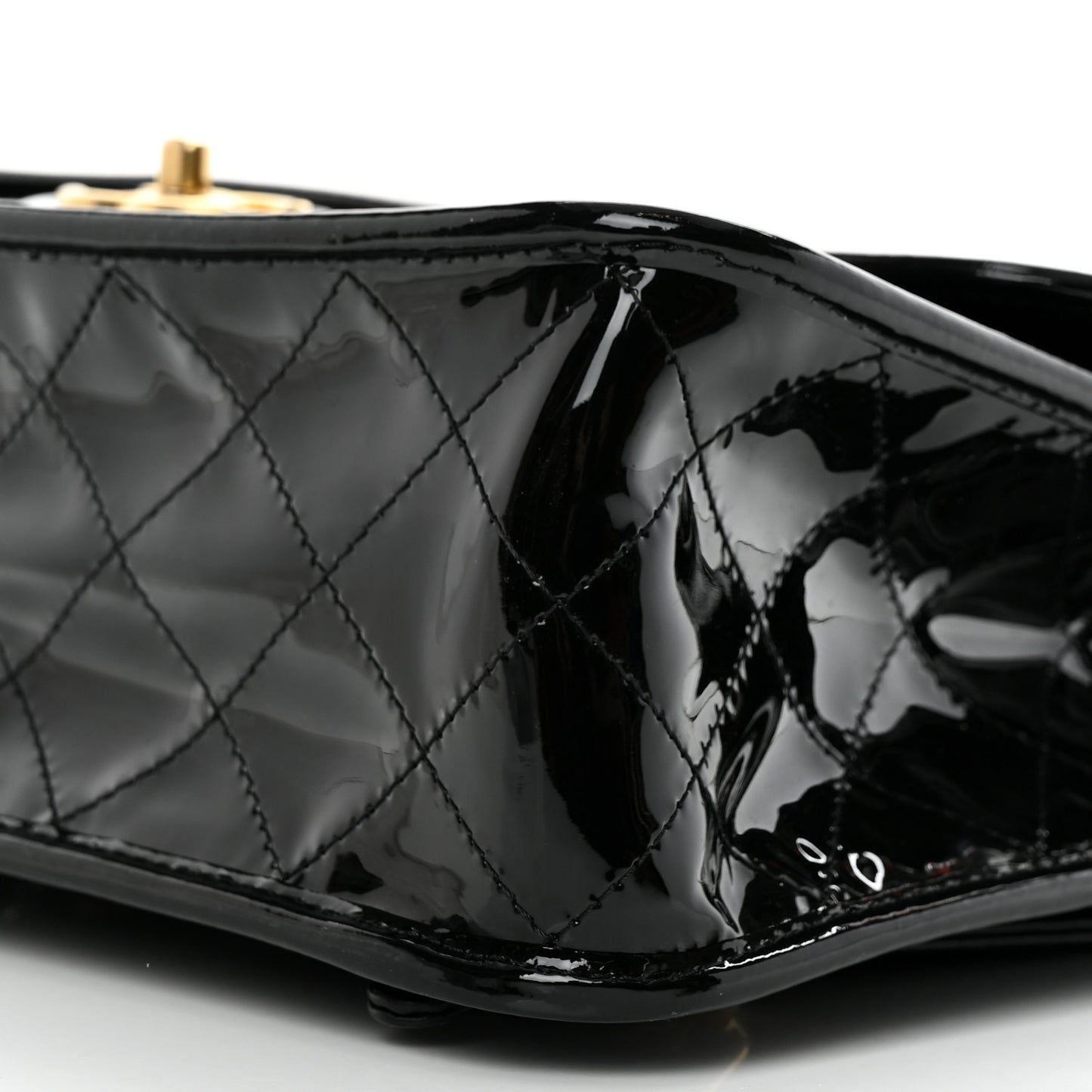 Patent Quilted Large School Memory Top Handle Flap Black