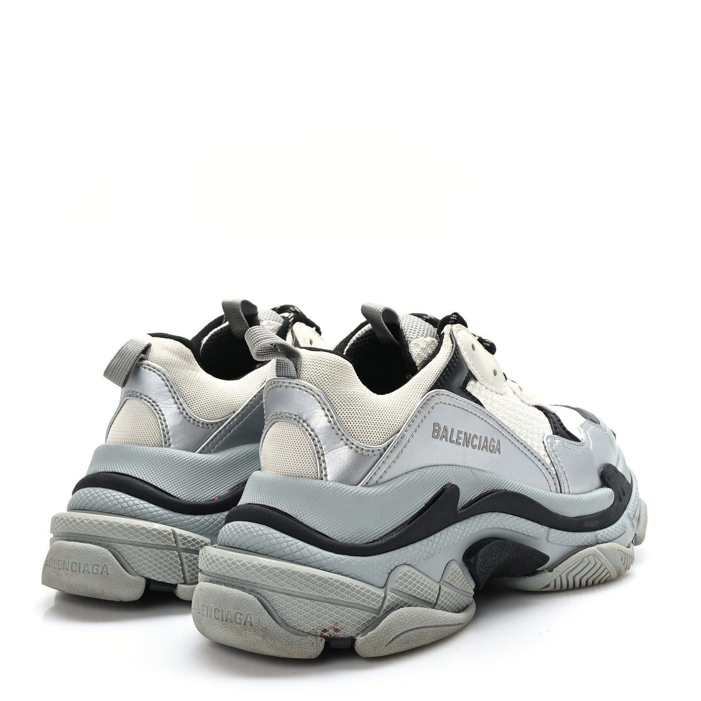 Metallic Fabric Mesh Womens Triple S Sneakers 38 Grey Dark Grey Black