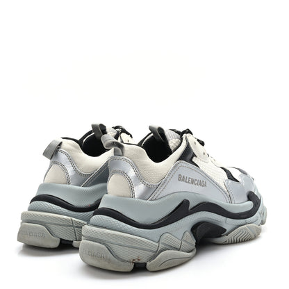 Balenciaga Metallic Fabric Mesh Womens Triple S Sneakers 38 Grey Dark Grey Black 4 of 6
