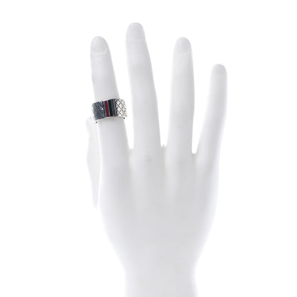 Gucci Sterling Silver Enamel Diamantissima Band Ring 61 9.5 2 of 4