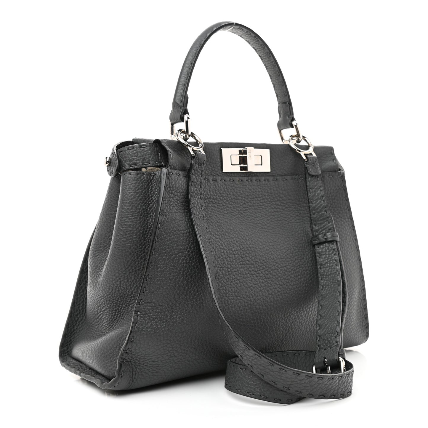Cuoio Romano Selleria Bi-Color Medium Peekaboo Iconic Satchel Asfalto Latte