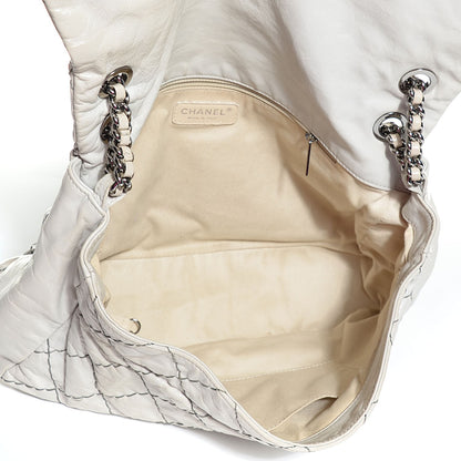 Chanel Glazed Goatskin Double Stitch Maxi Flap Light Grey 5 of 7