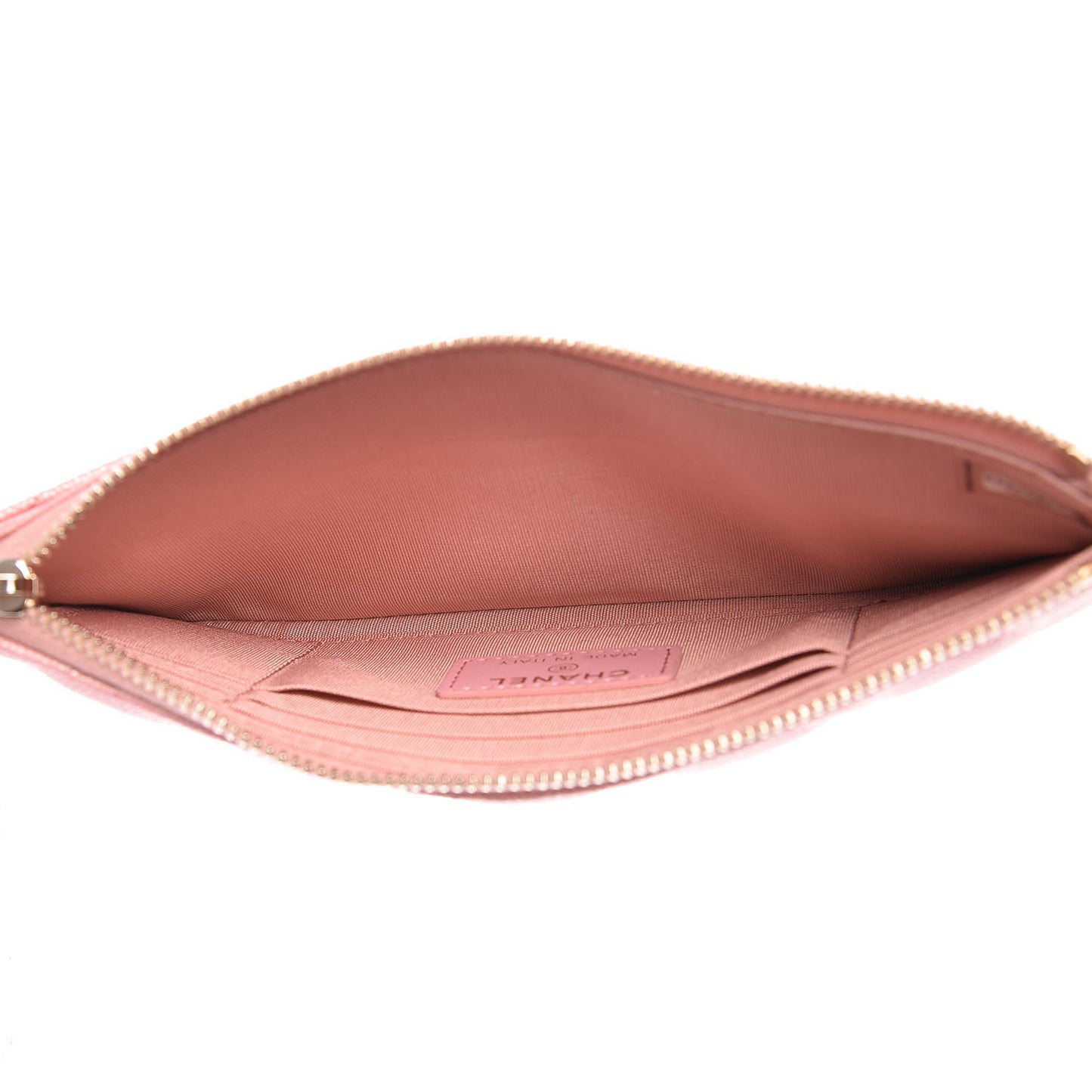 Iridescent Caviar Quilted Classic Zip Pouch Pink