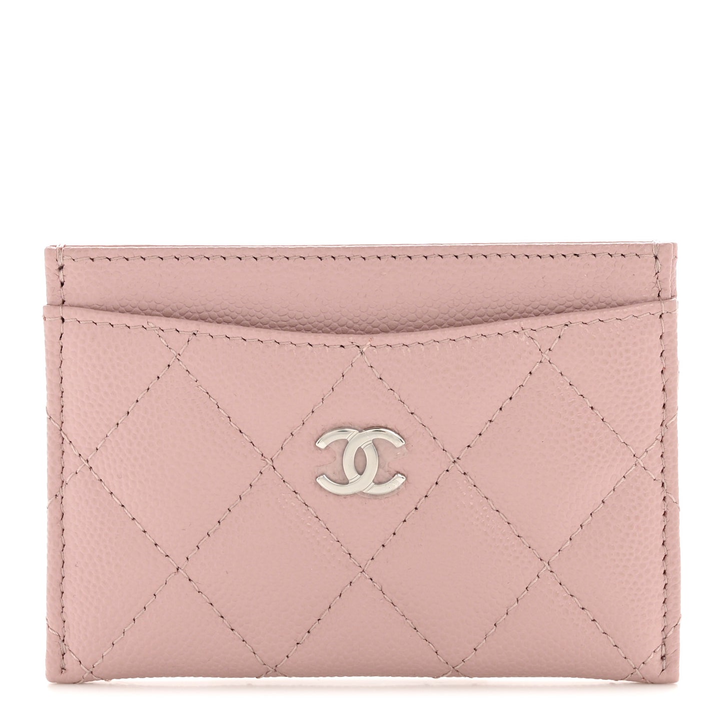 Caviar Quilted Card Holder Light Pink