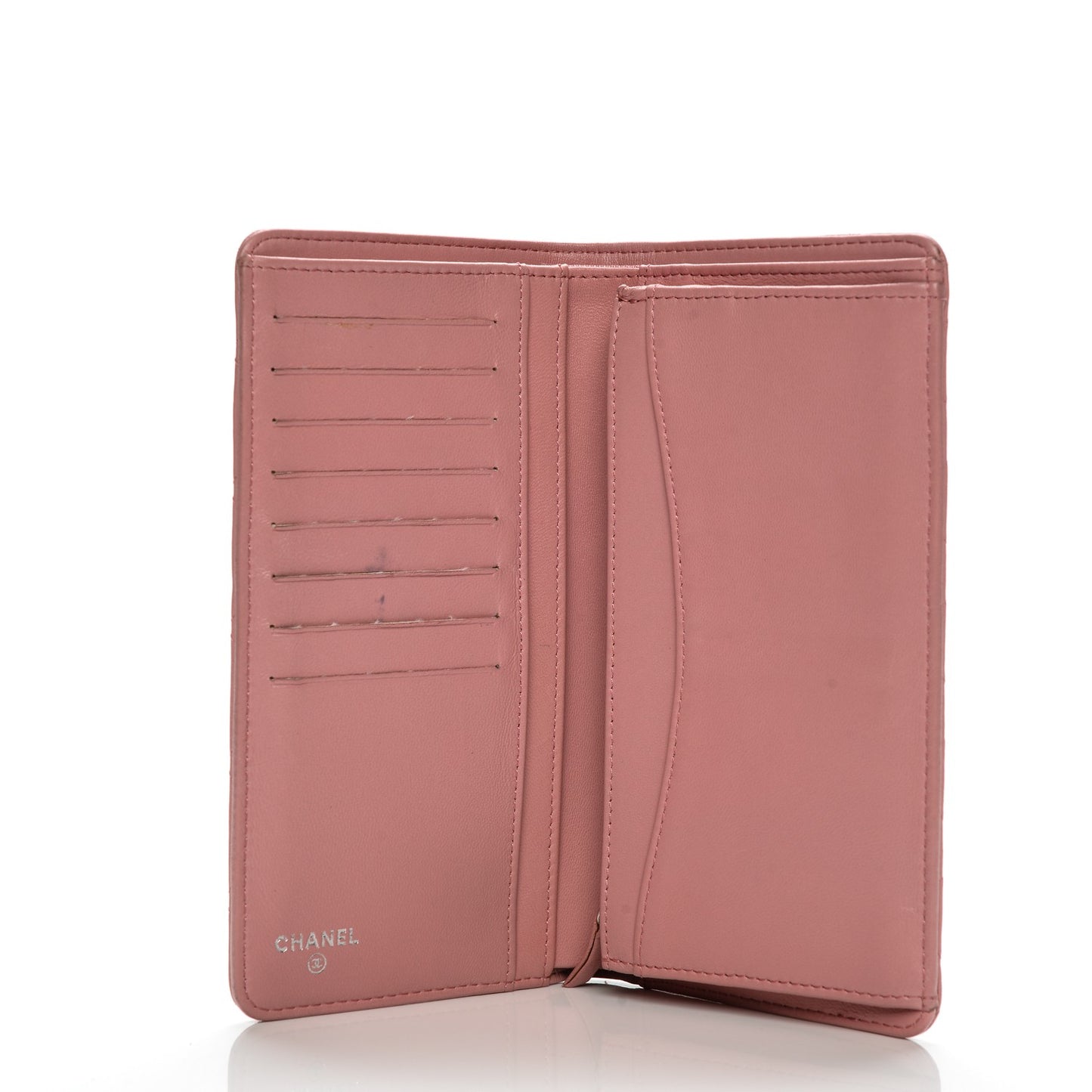 Lambskin Quilted Yen Wallet Pink