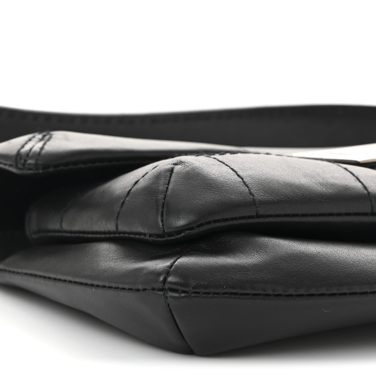 Calfskin Square Stitched Mademoiselle Shoulder Bag Black