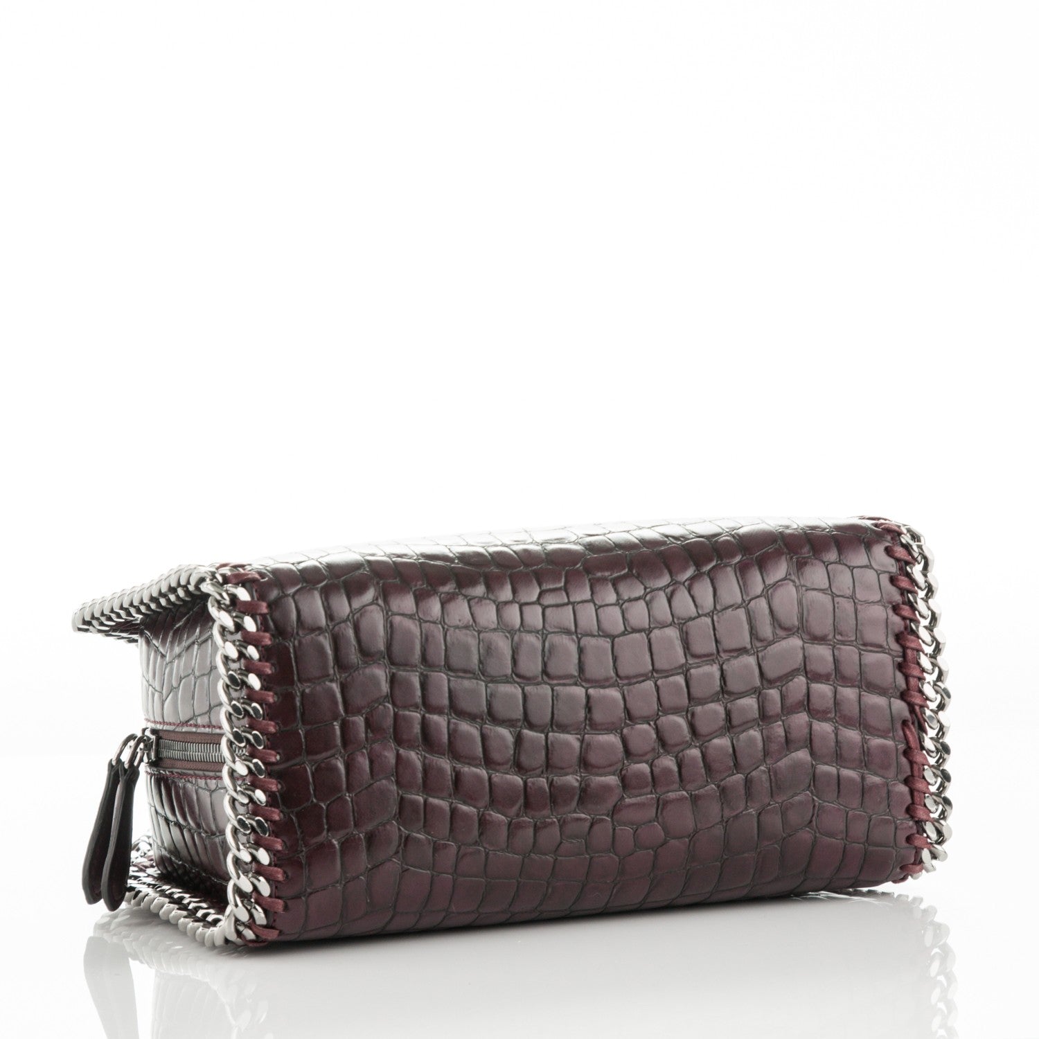 Stella McCartney Faux Leather Crocodile Embossed Mini Falabella Box Top Handle Bag Burgundy 4 of 7