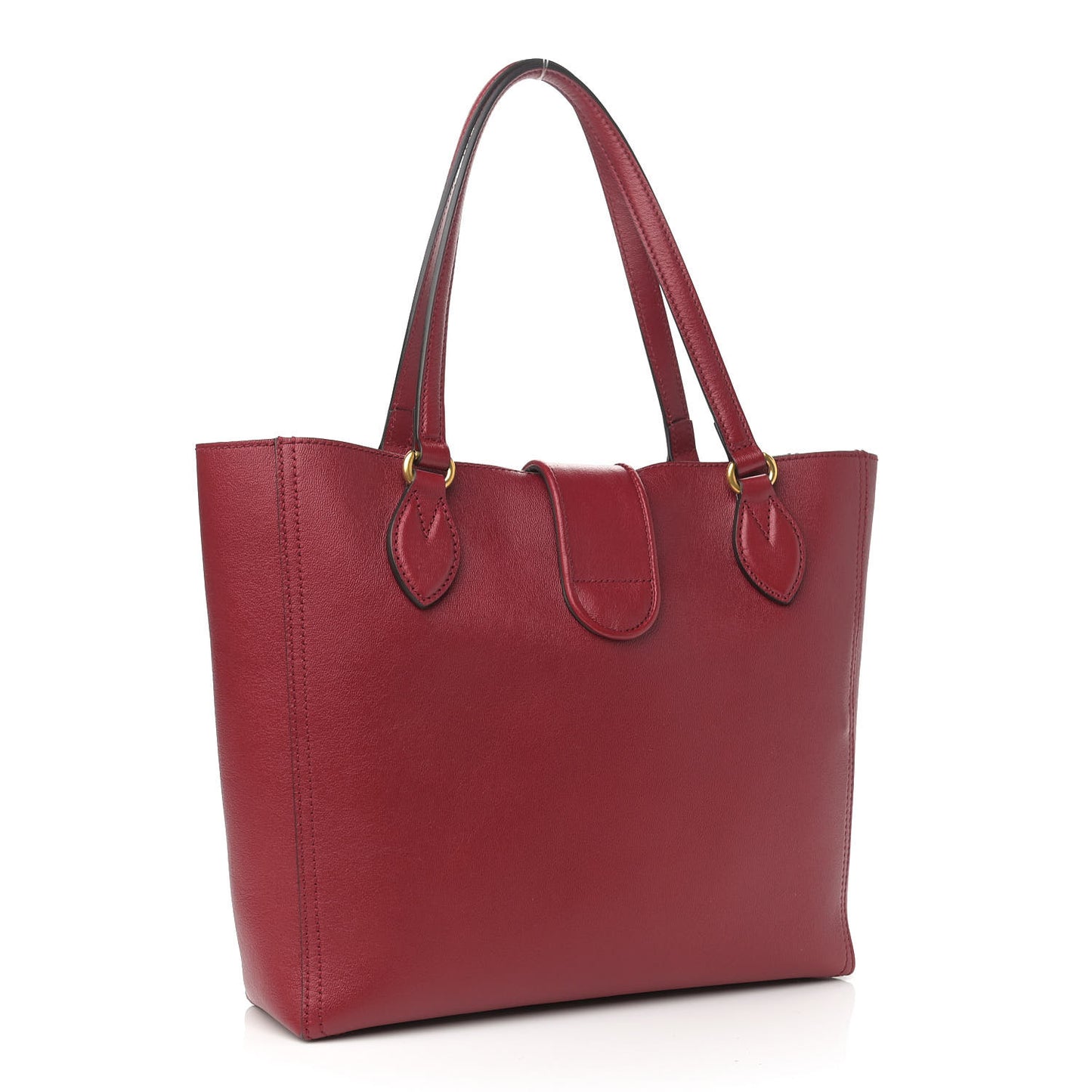New Sakai Calfskin Lux Small Dahlia Tote New Cherry Red