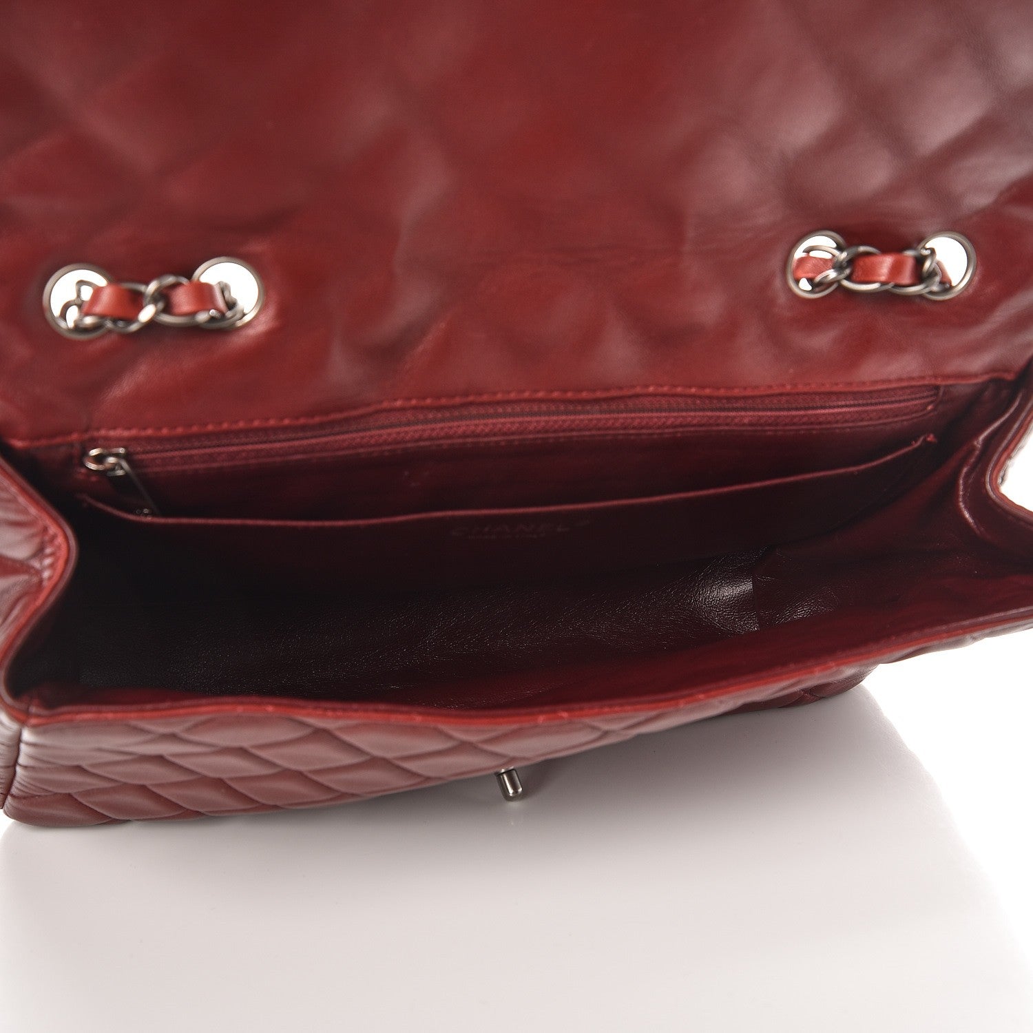 Chanel Lambskin Quilted Jumbo Single Flap Dark Red 5 of 10