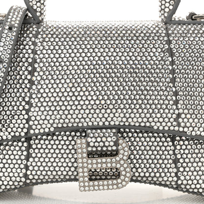 Balenciaga Strass Suede Hourglass Top Handle Bag XS Smoke Grey Crystal 9 of 11