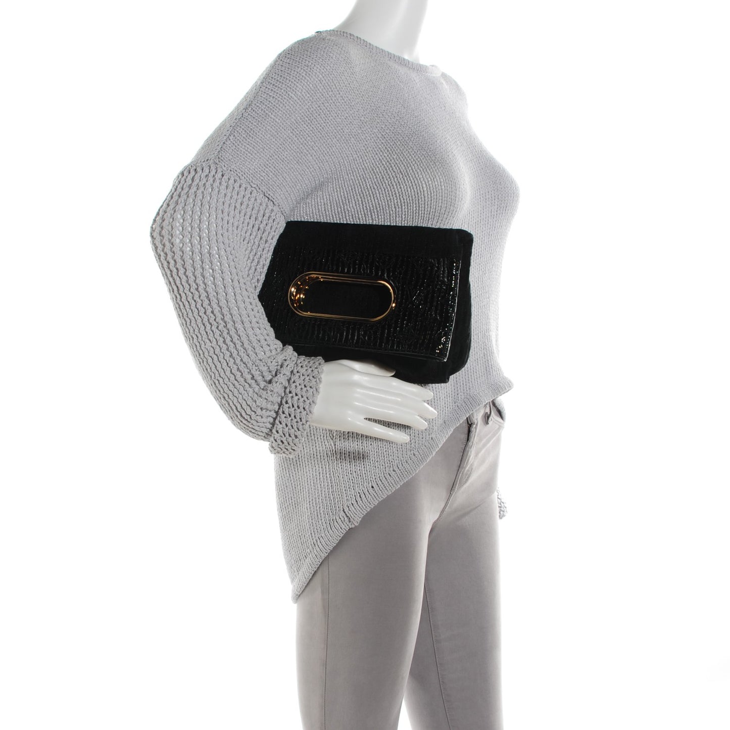 Suede Monogram Motard Afterdark Clutch Black
