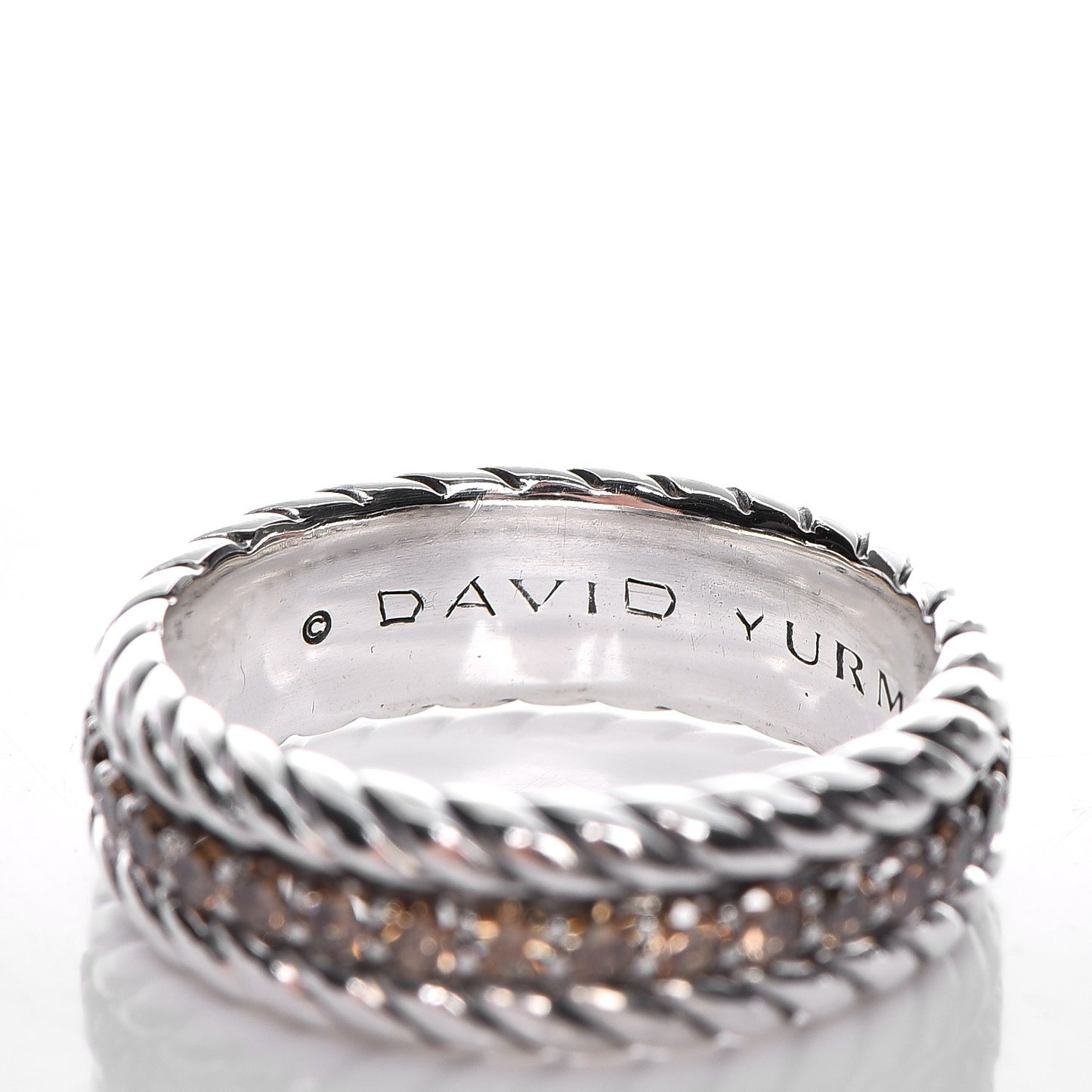 Sterling Silver Cognac Diamond Streamline Band Ring 65.5 11.5