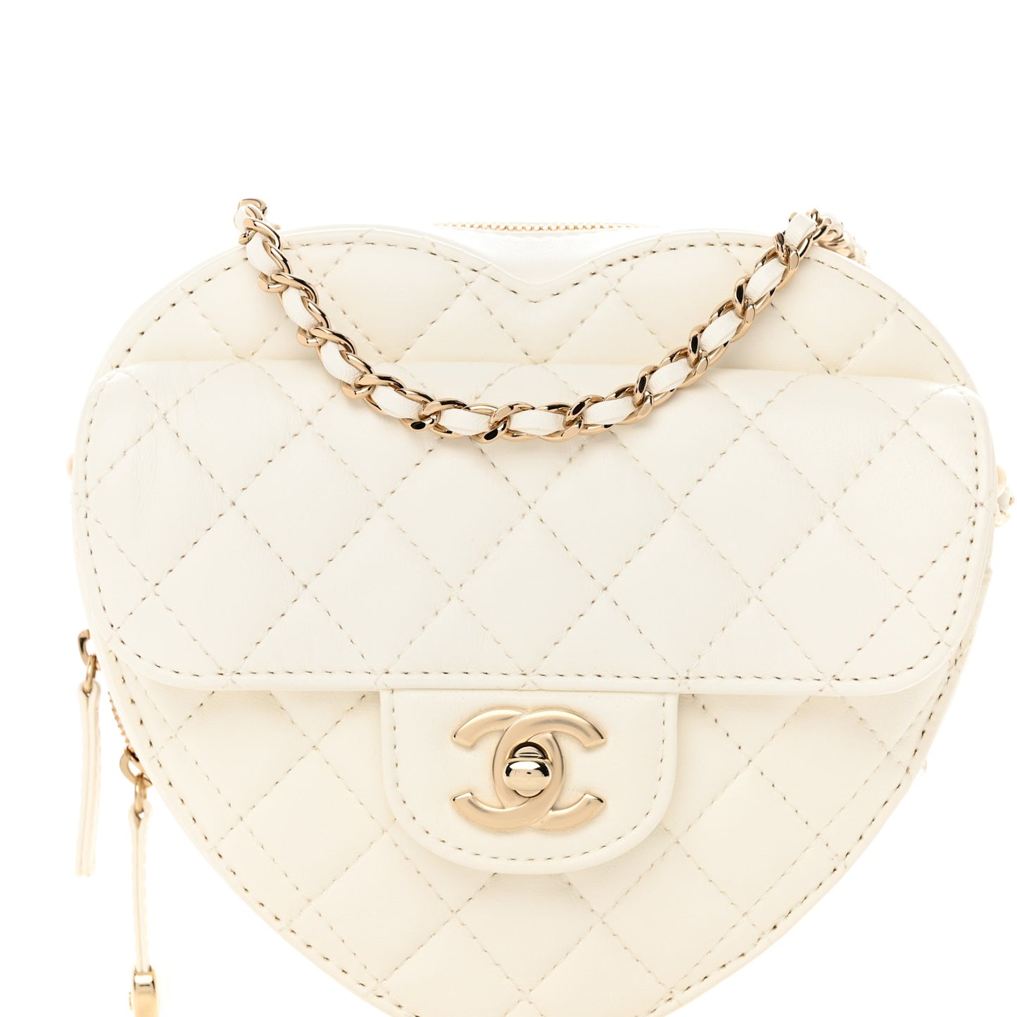 Lambskin Quilted CC In Love Heart Bag White
