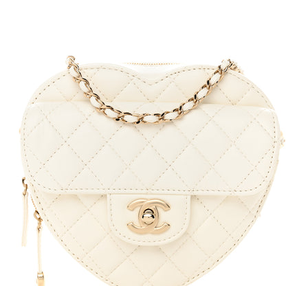 Chanel Lambskin Quilted CC In Love Heart Bag White 9 of 13