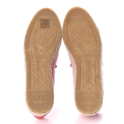 Chanel Lambskin Quilted CC Chain Espadrilles 36 Pink Red 5 of 12