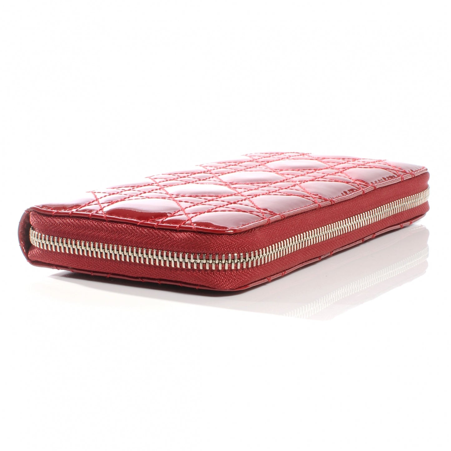 Patent Cannage Lady Dior Continental Wallet Red
