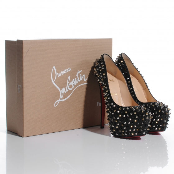 Christian Louboutin Calfskin Daffodile Mix Spikes 160 Pumps 39 Black 6 of 8