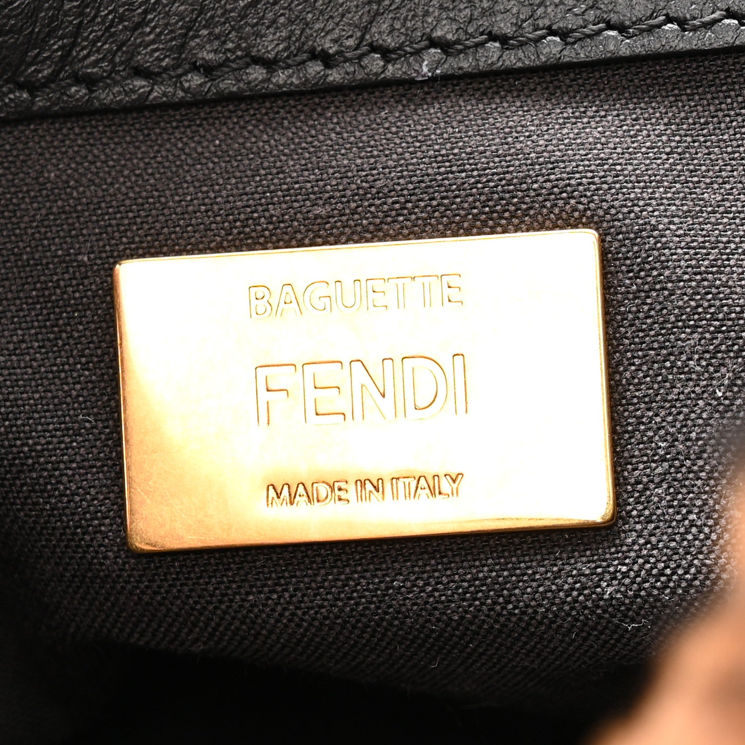 Fendi Shearling Vitello Dolce Macro FF 1974 Baguette Tobacco Black