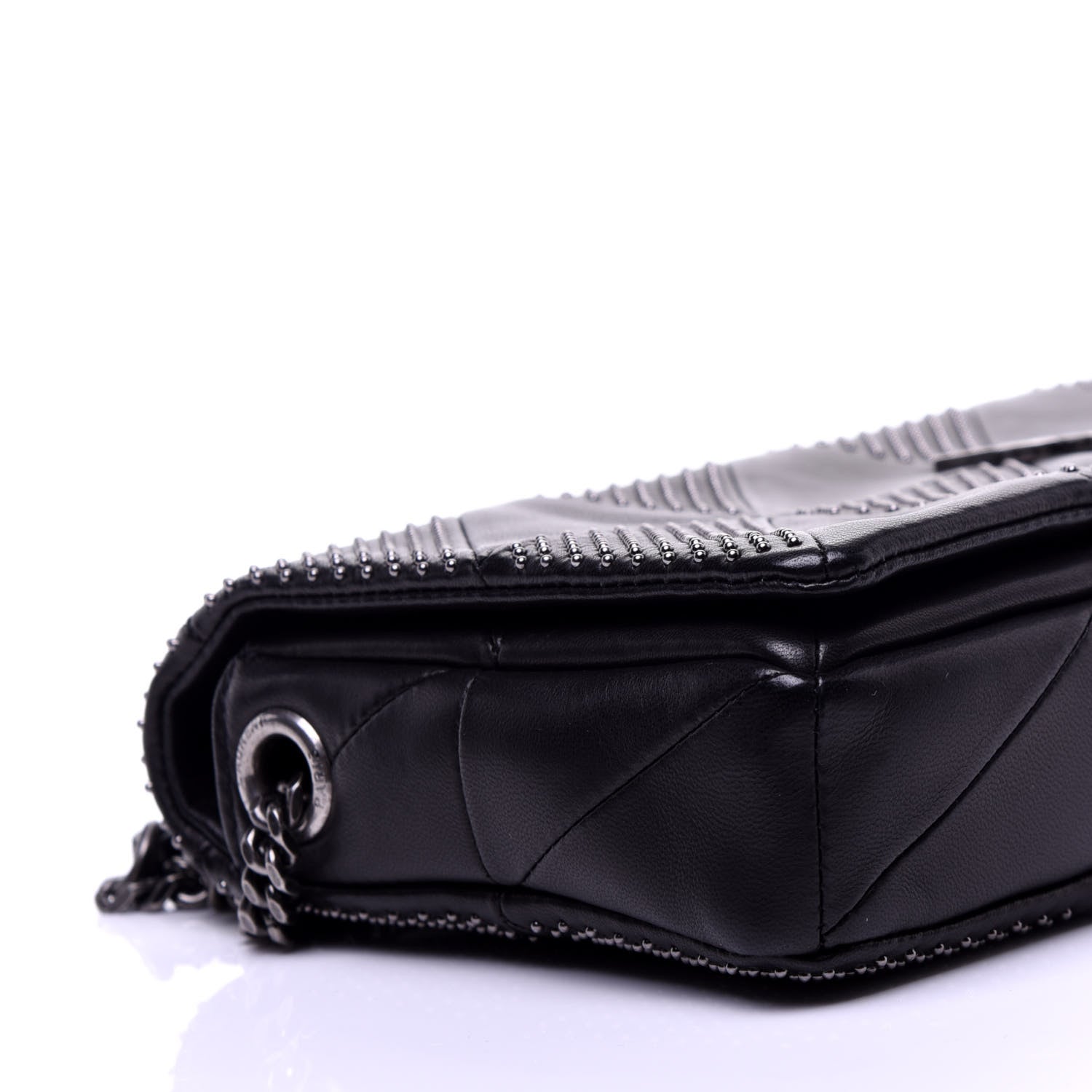 Saint Laurent Lambskin Patchwork Micro Stud Monogram Medium Jamie Baguette Black 6 of 11