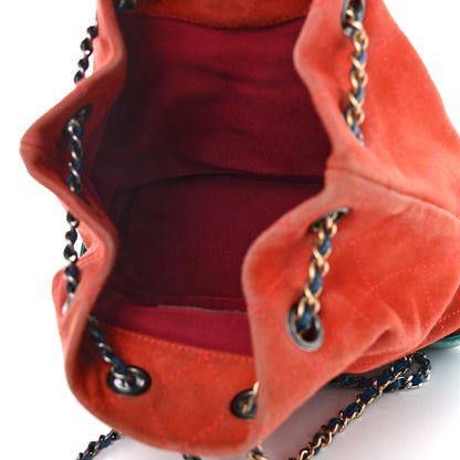 Chanel Suede Calfskin Quilted Small Gabrielle Backpack Orange Green 5 of 12
