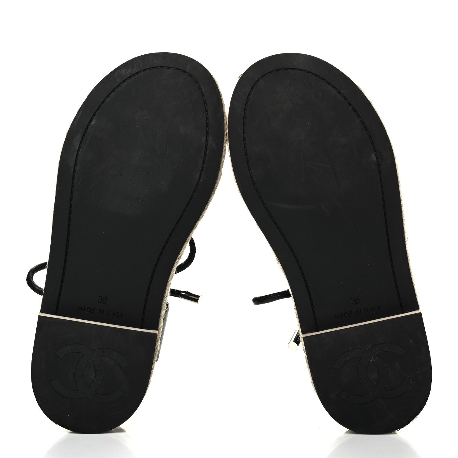 Chanel Lambskin Espadrille Sandals 38 Black 4 of 4