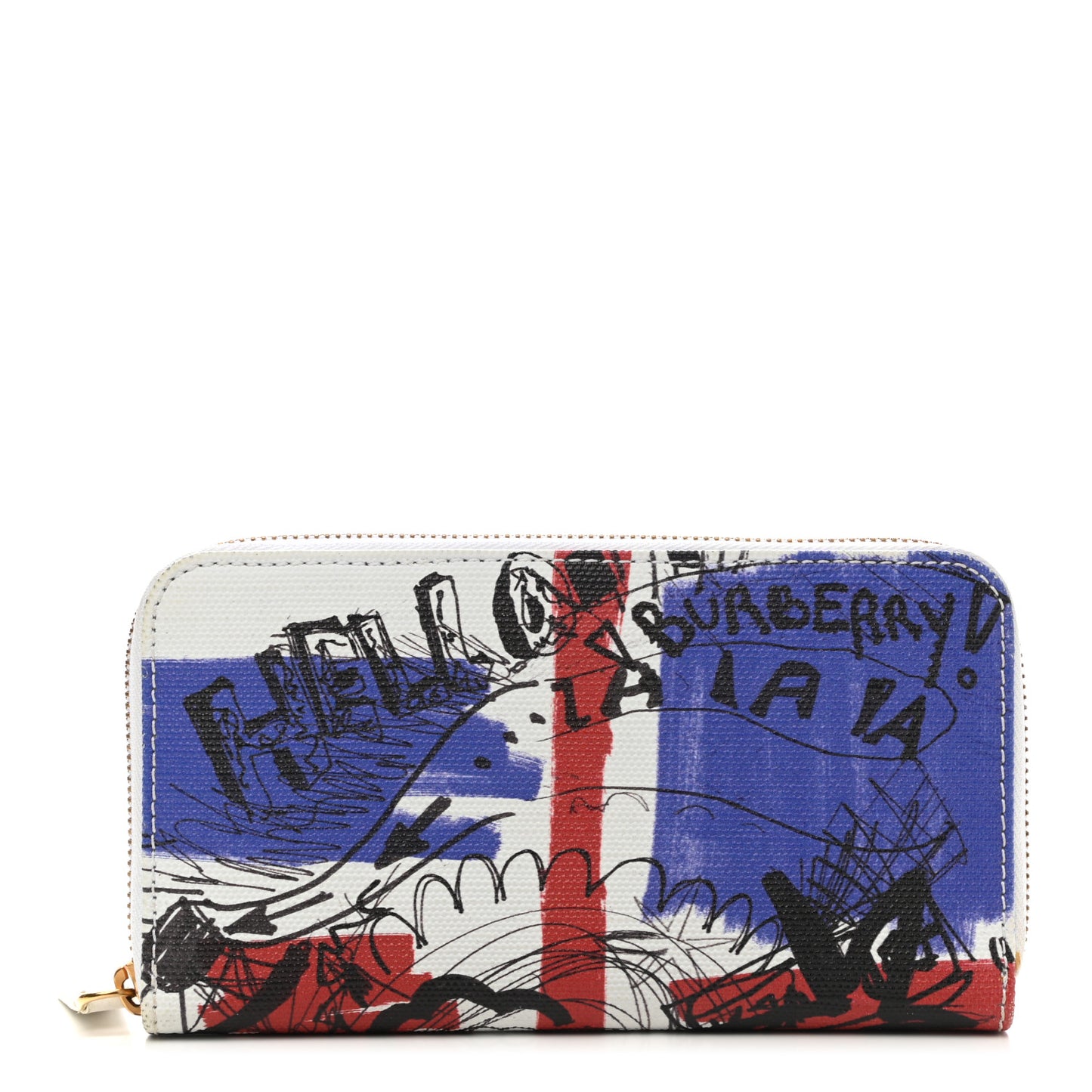 Calfskin Print Zip Around Wallet Multicolor White